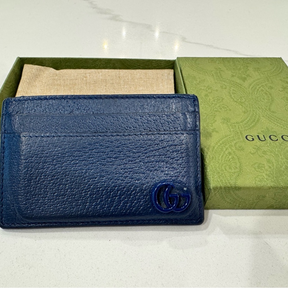 Gucci Navy Leather Card Holder